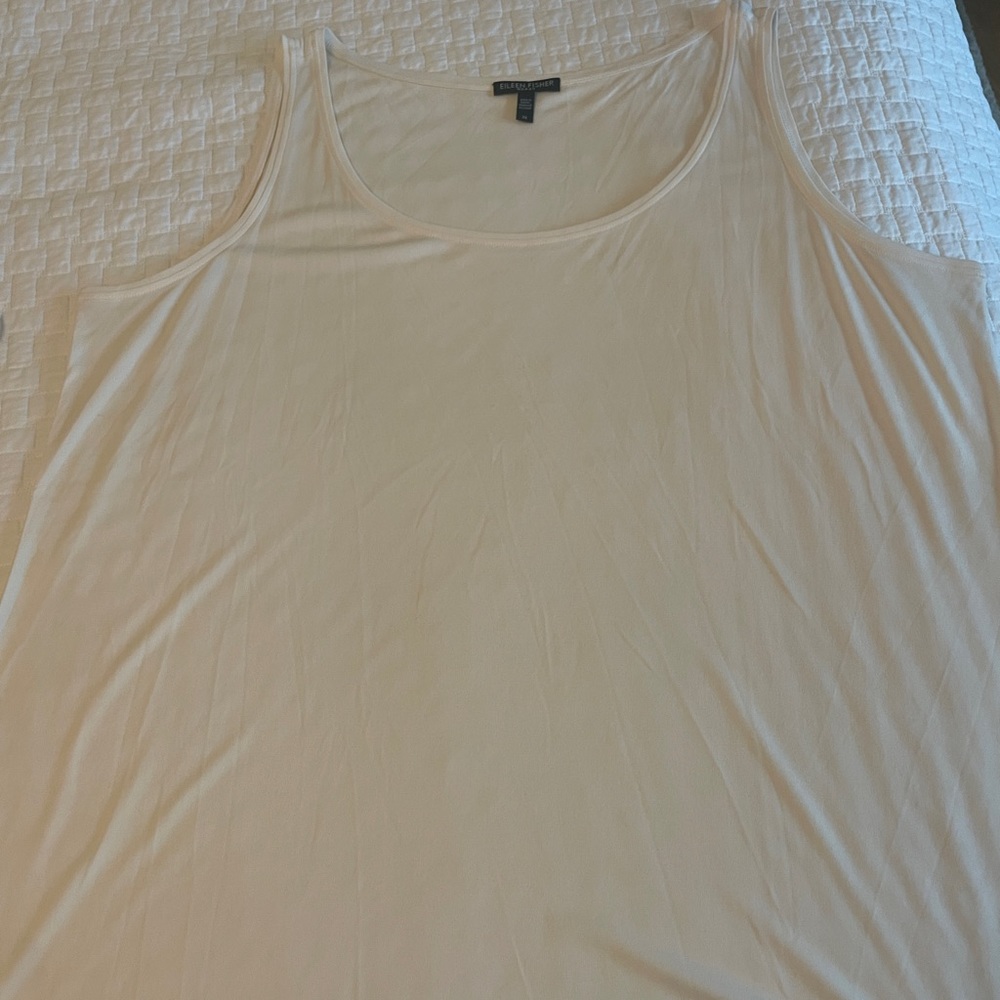 Eileen Fisher white silk stretch jersey tunic